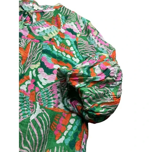 Jade Melody Tam Green Multi Abstract Balloon Sleeve Tunic Mini Dress Medium - Picture 5 of 12